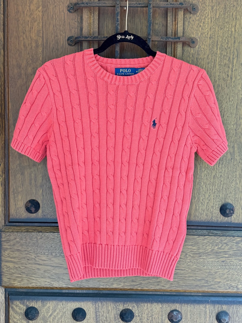 Polo by Ralph Lauren Women’s Coral Cable Knit Short-Sleeve Sweater Size M